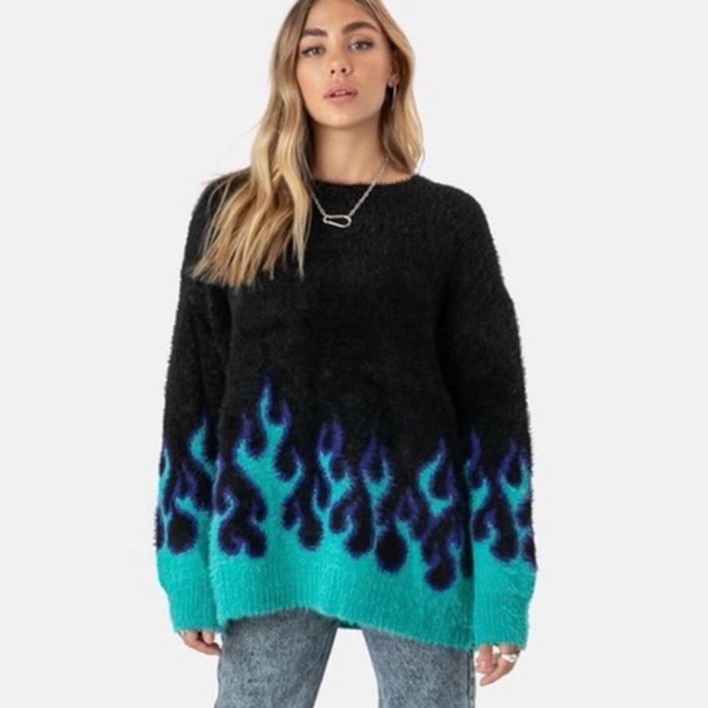 Adika oversized fuzzy flame sweater